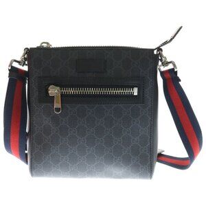 Gucci GG Supreme Messenger Bag Black Leather